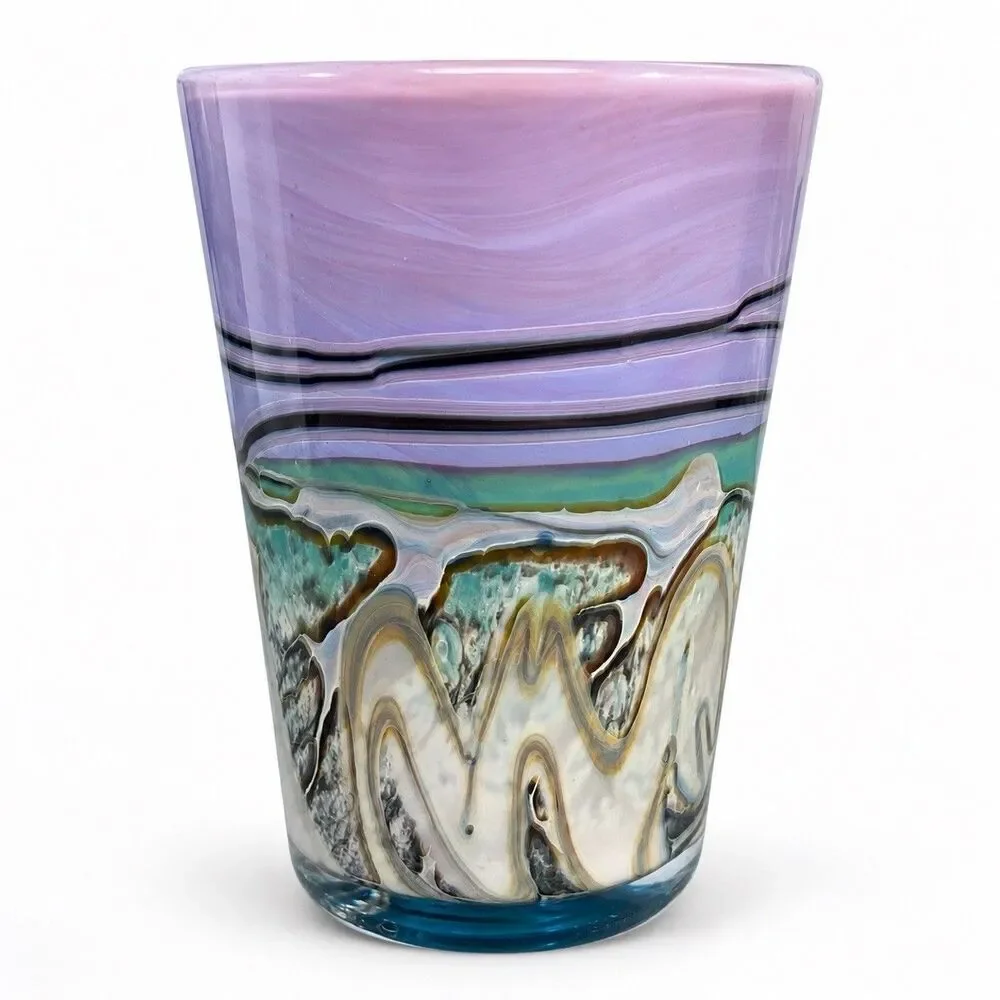 Daniel Edler Studio Art Glass Vase “View Over the Planes of Jupiter” 1981 Signed